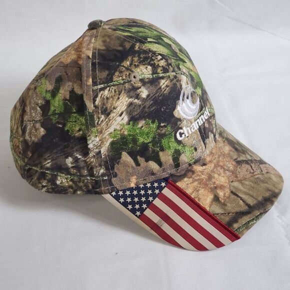 Channel Seed Camo Hat USA Flag Bill Adjustable Cap Mossy Oak RealTree Patriotic - Picture 3 of 6